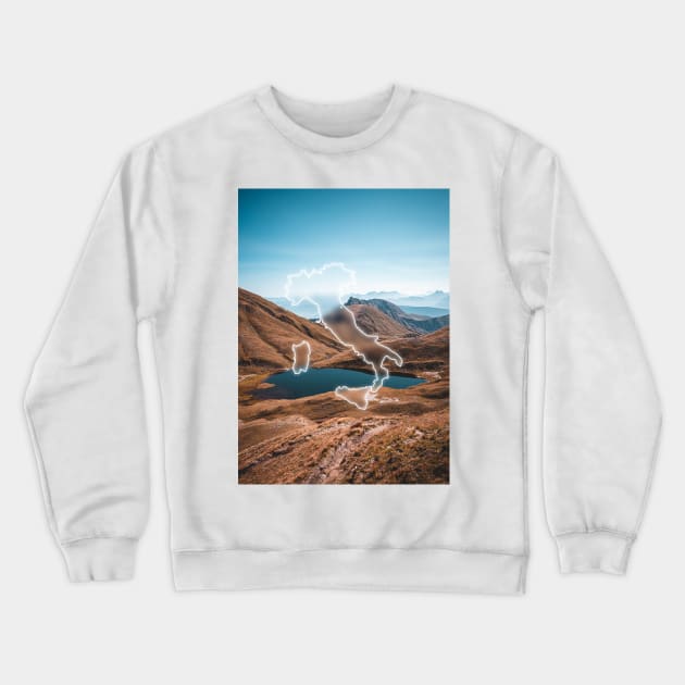 Italy Country Map | Luminous Landscapes Crewneck Sweatshirt by Visitify